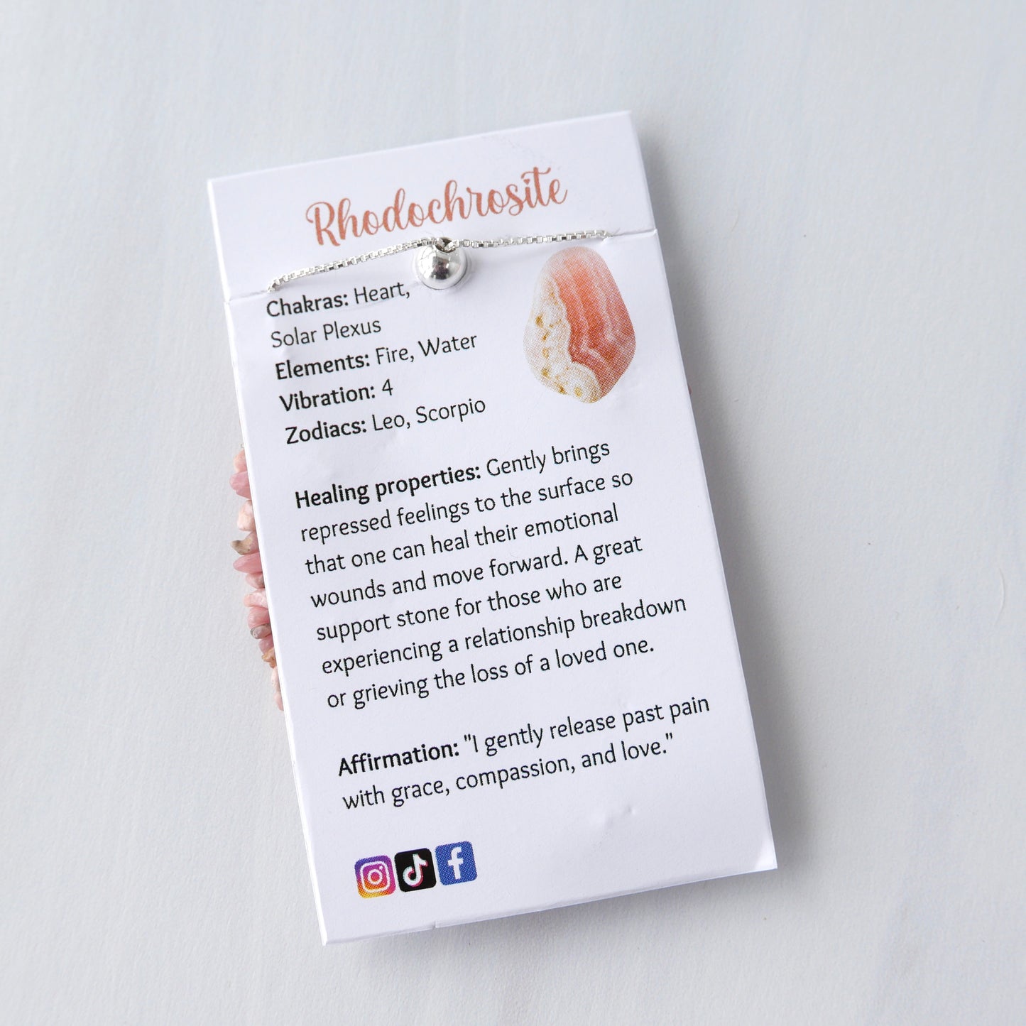 Rhodochrosite Adjustable Bracelet