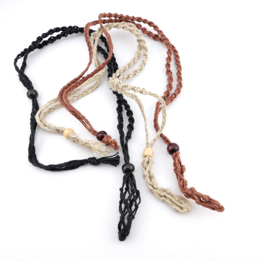 Hemp Macrame Crystal Pouch Necklace
