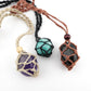 Hemp Macrame Crystal Pouch Necklace
