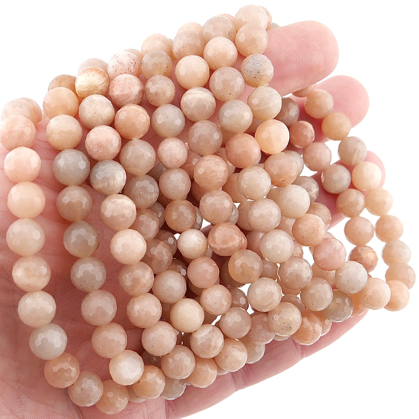 Peach Moonstone 8mm Faceted Bracelet