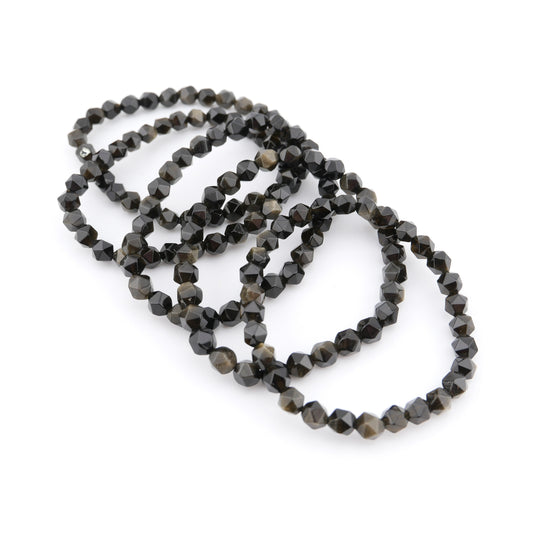 Gold Sheen Obsidian Faceted Bracelet