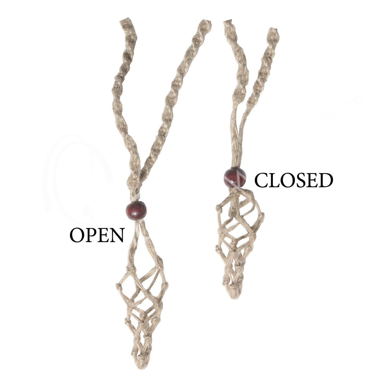 Hemp Macrame Crystal Pouch Necklace