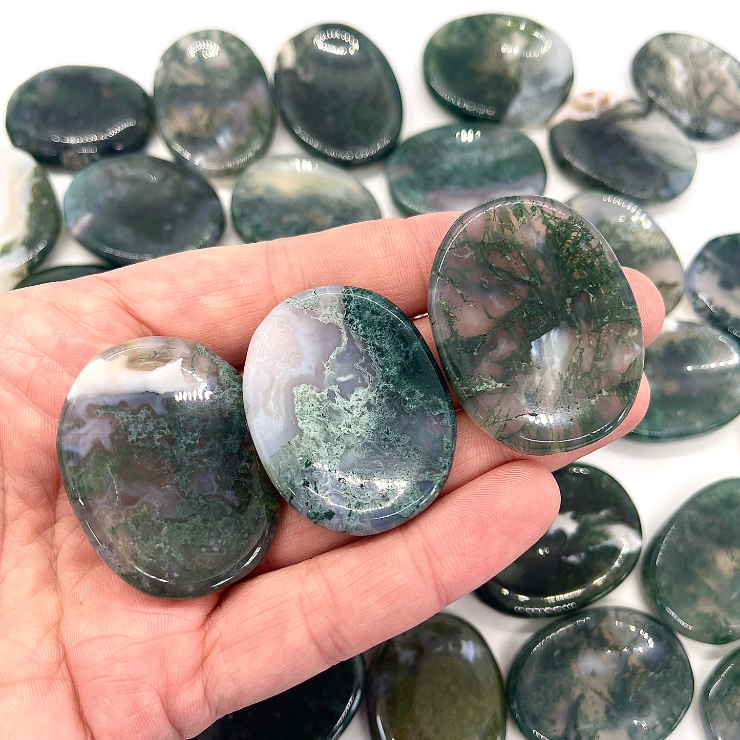 Moss Agate Worry Stone