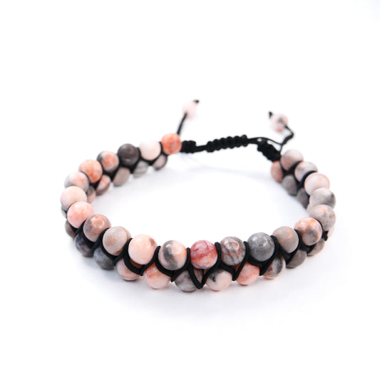 Pink Zebra Jasper 6mm Double Row Bracelet