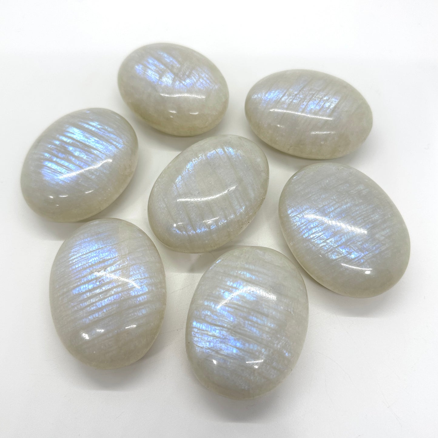 Blue Flash Moonstone Palm Stone