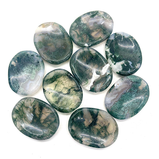 Moss Agate Worry Stone