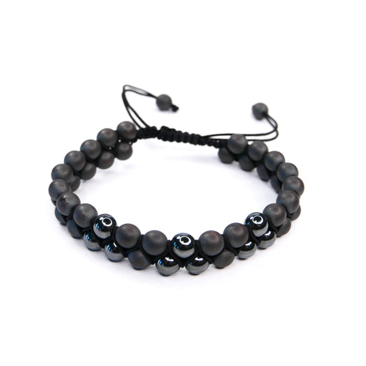 Hematite 6mm Double Row Bracelet