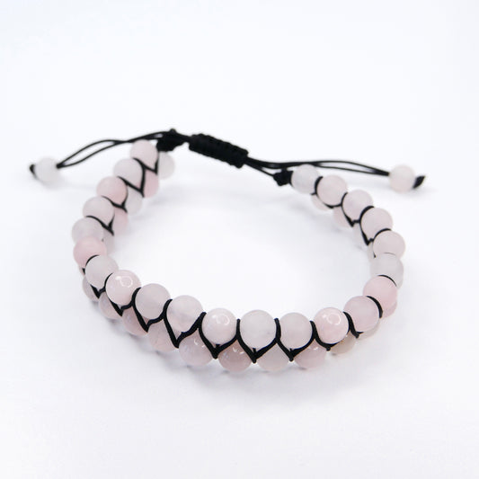 Rose Quartz 6mm Double Row Bracelet